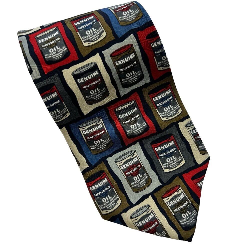 Genuine Harley Davidson 1998 Oil Can Tie Vintage 100% Silk Ralph Marlin & Co.